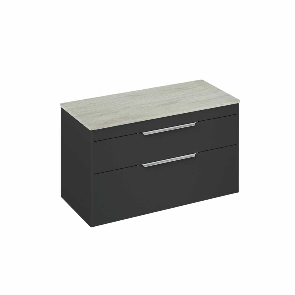 Shoreditch 100cm double drawer Matt Grey with Concrete Haze Worktop